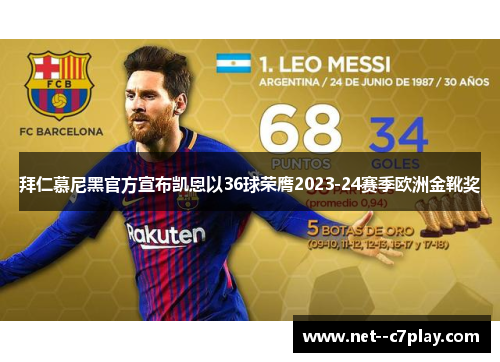 拜仁慕尼黑官方宣布凯恩以36球荣膺2023-24赛季欧洲金靴奖 拜仁慕尼黑官方宣布凯恩以36球荣膺2023-24赛季欧洲金靴奖